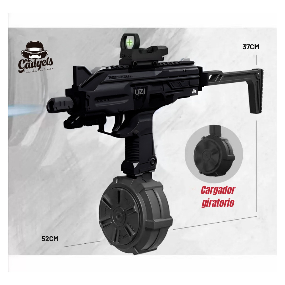 Uzi Pro Hidrogel Cargador Eléctrico Blaster,Gel Blaster,  Disparo de Proyectiles de Hidrogel, Batería Recargable.