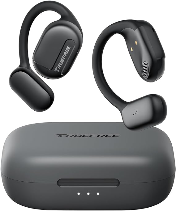 TRUEFREE Open-Ear Audífonos Bluetooth 5.3, Audífonos Inalámbricos Deportivos,Cancelación de ruido ENC, Sonido Estéreo 3D por Controlador de 16,2 mm, 45 horas de reproducción, llamadas claras de 4 mics.