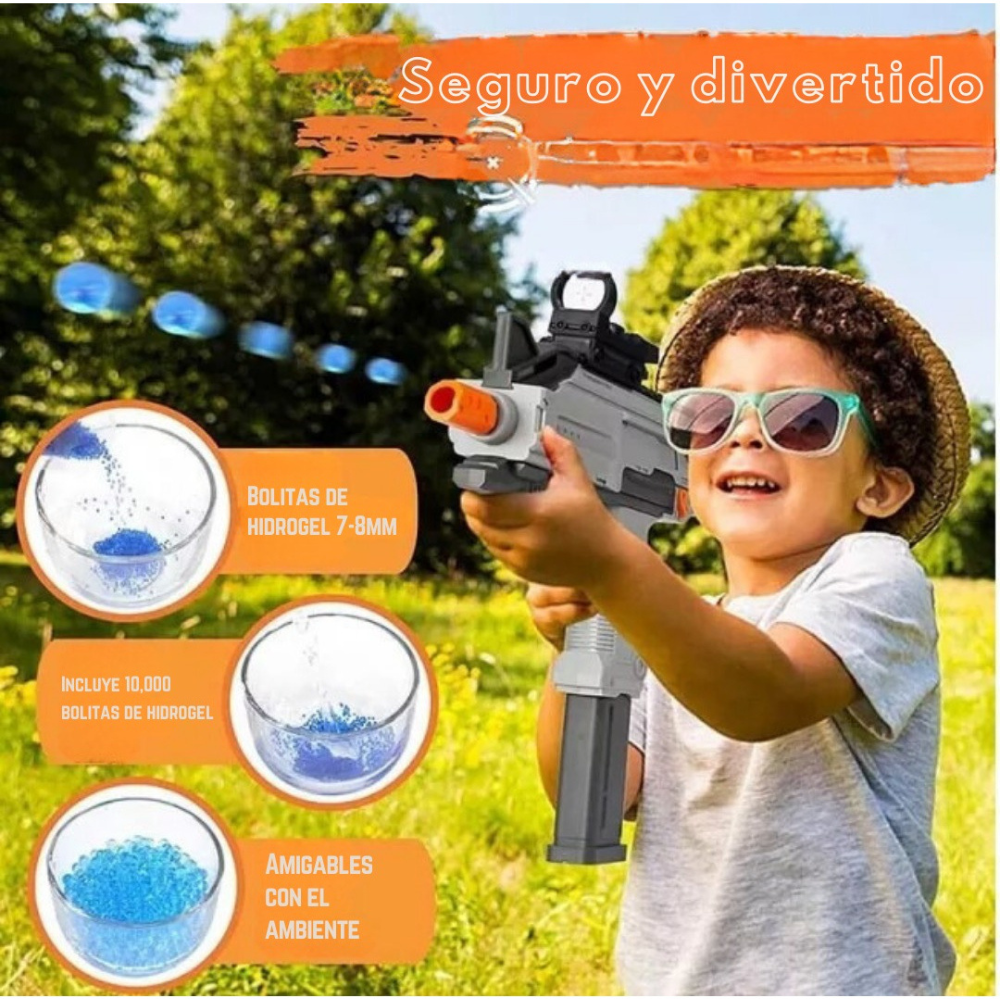 Uzi Pro Hidrogel Cargador Eléctrico Blaster,Gel Blaster,  Disparo de Proyectiles de Hidrogel, Batería Recargable.