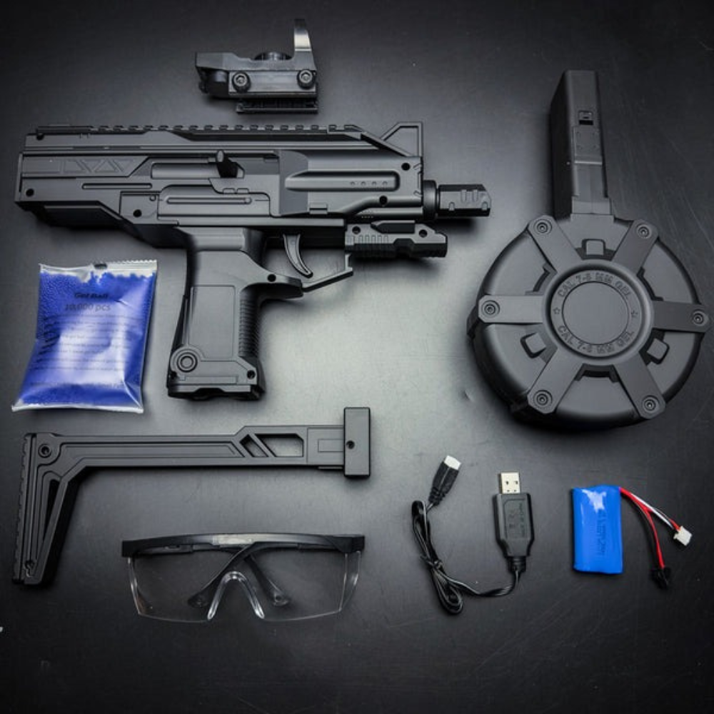 Uzi Pro Hidrogel Cargador Eléctrico Blaster,Gel Blaster,  Disparo de Proyectiles de Hidrogel, Batería Recargable.
