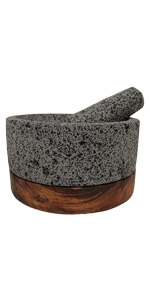 Molcajete Calli de Piedra Volcánica Base Gruesa De Parota 20 Cms