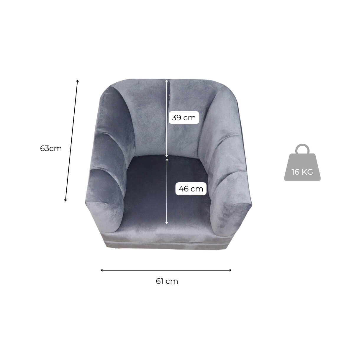 Sillón Ocasional Dali para Sala en Gris Oxford .