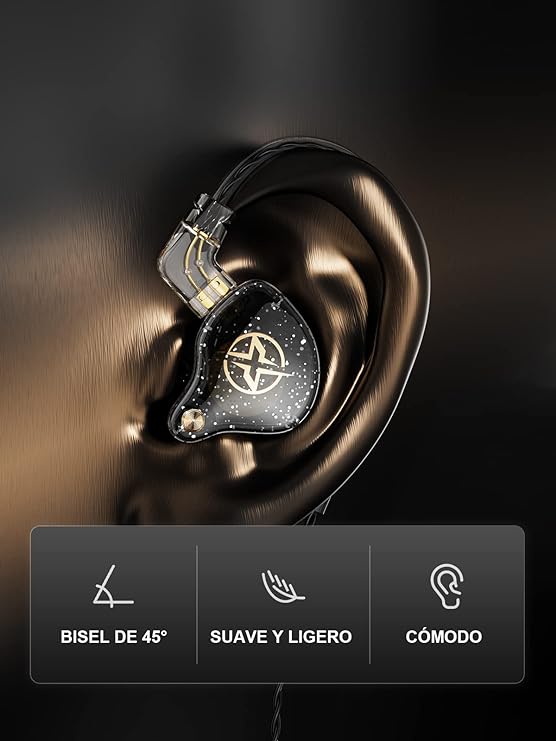 Auriculares intraurales con cable, Colorful Hybrid monitores intraurales, auriculares HiFi de graves profundos con cables desmontables con pin B, auriculares aislantes de ruido (micrófono) (Negro).