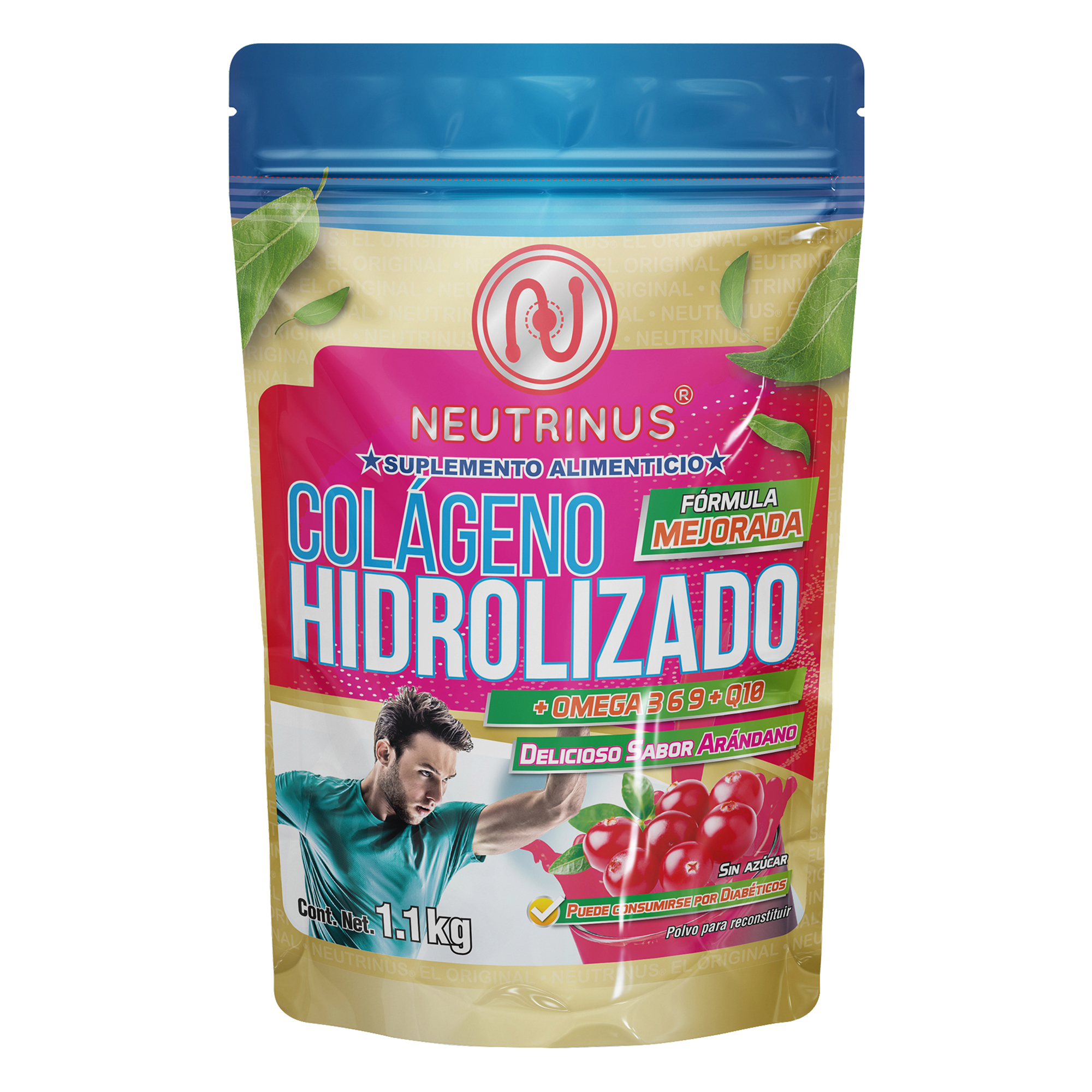 Suplemento Colágeno Hidrolizado Con Omega 3, 6, 9 Y Q10 Sabor Arándano