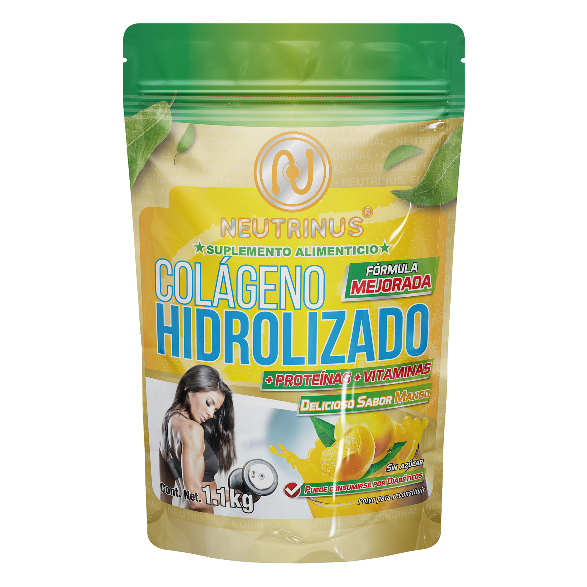 Suplemento Colágeno Hidrolizado Con Proteína Y Vitaminas Sabor Mango