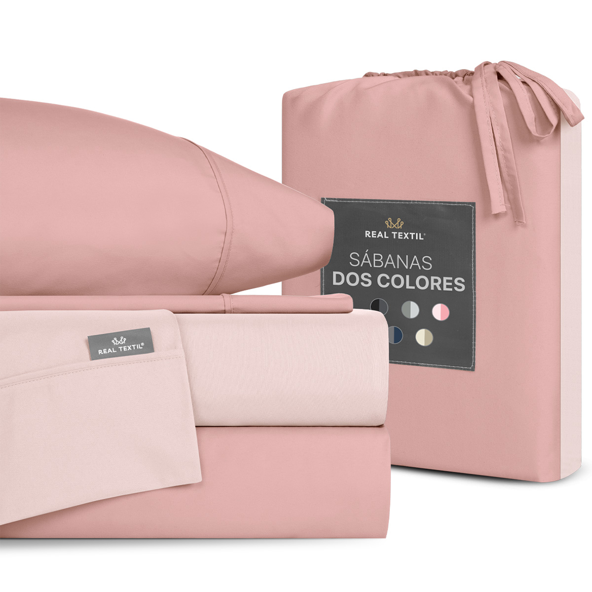 Sábanas Duotono Queen Size Microfibra Rosa Claro / Rosa Oscuro REAL TEXTIL.