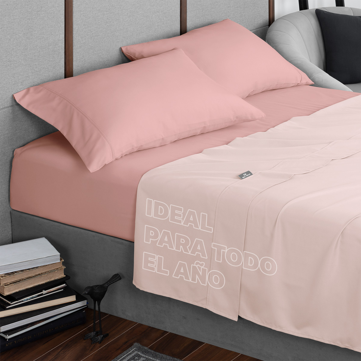 Sábanas Duotono Queen Size Microfibra Rosa Claro / Rosa Oscuro REAL TEXTIL.