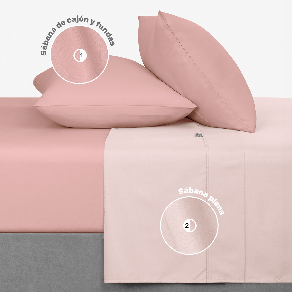 Sábanas Duotono Queen Size Microfibra Rosa Claro / Rosa Oscuro REAL TEXTIL.
