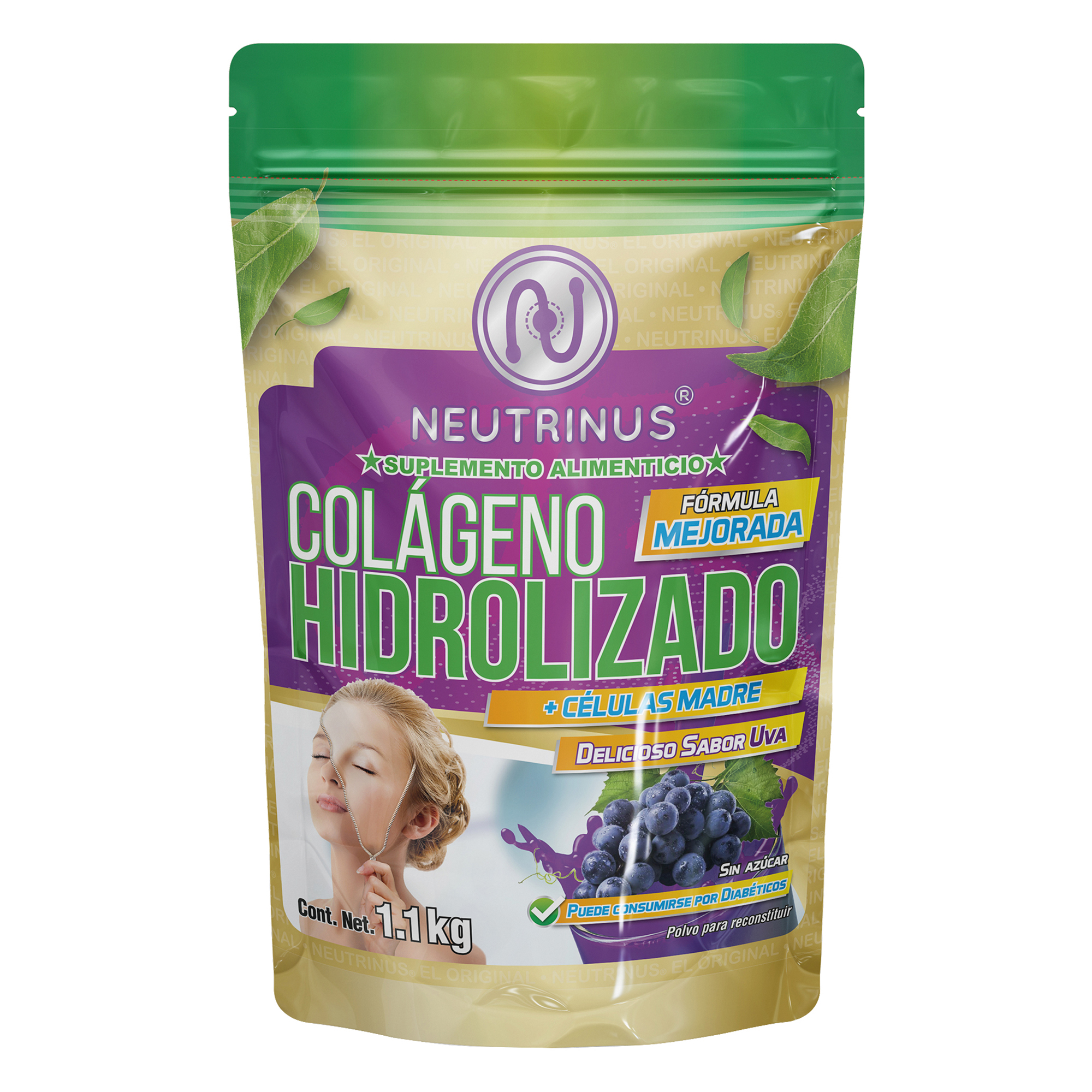 Suplemento Colágeno Hidrolizado Con Células Madre En Polvo Sabor Uva