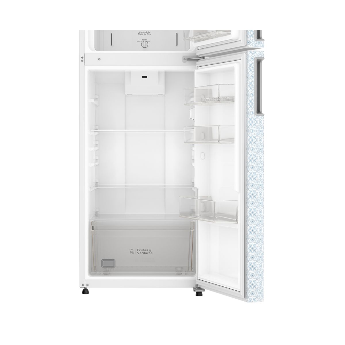 Refrigerador acros 13 pies cúbicos mod. at1330w blanco decorado.