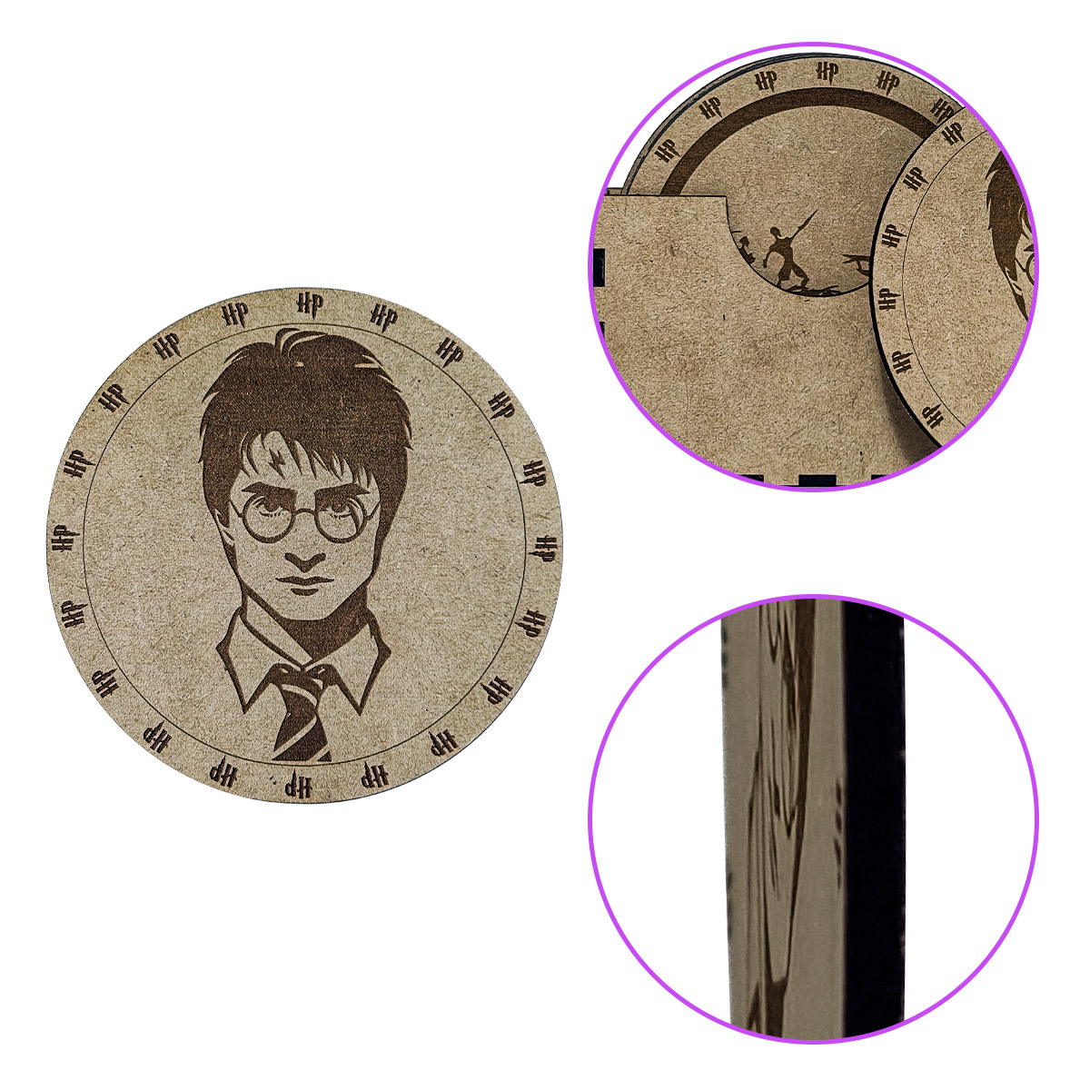 Portavasos Tipo Harry Potter 6 piezas Mdf.
