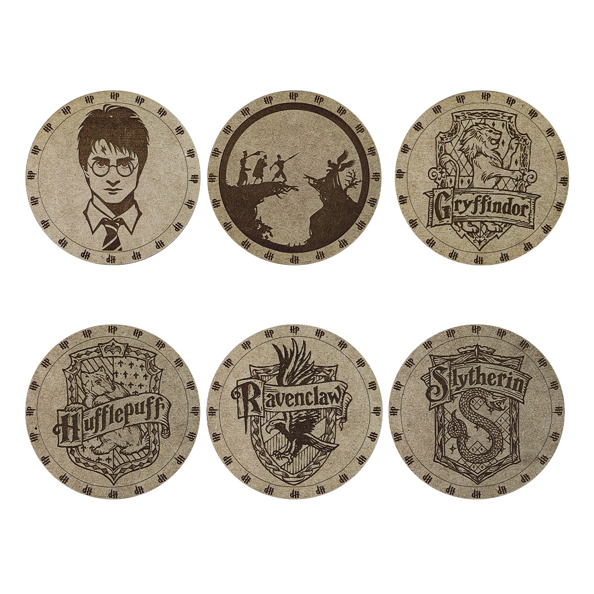 Portavasos Tipo Harry Potter 6 piezas Mdf.