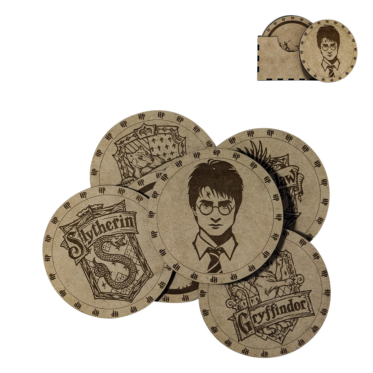 Portavasos Tipo Harry Potter 6 piezas Mdf.