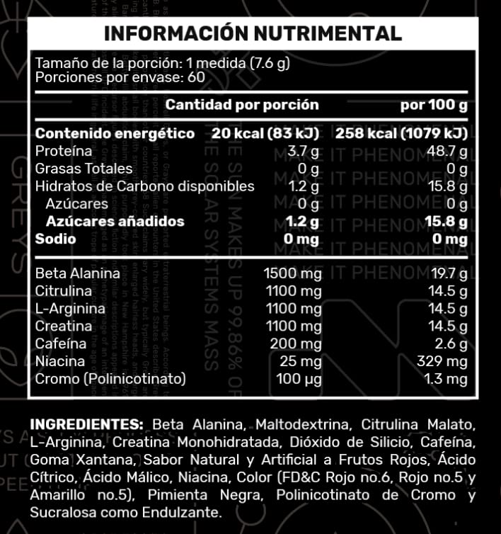 Meteora Labs, Gravity Black Test, Pre-Workout, Tribulus, Manzana Verde, 60 Servicios