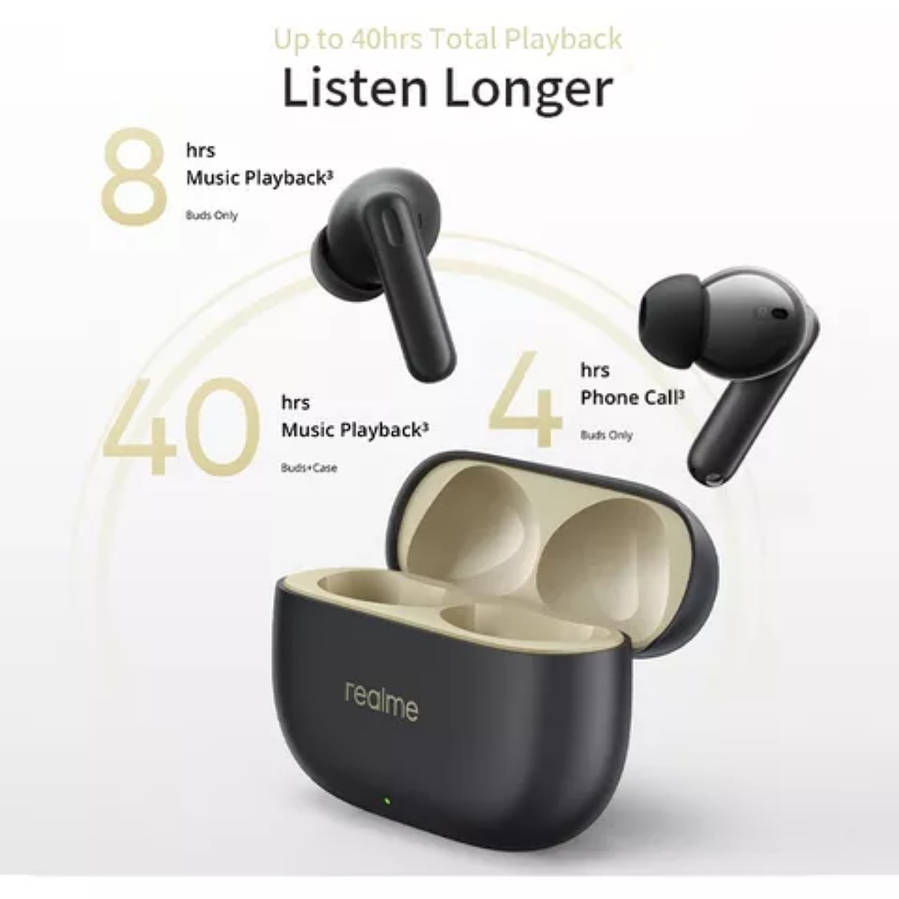 Realme Buds T300 Cancelación Ruido 30db Audio Espacial 360° Negro