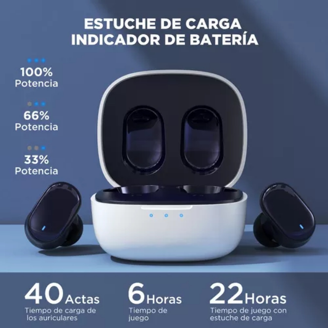 Audífonos in-ear gamer inalámbricos HTC TWS7 negro con luz LED
