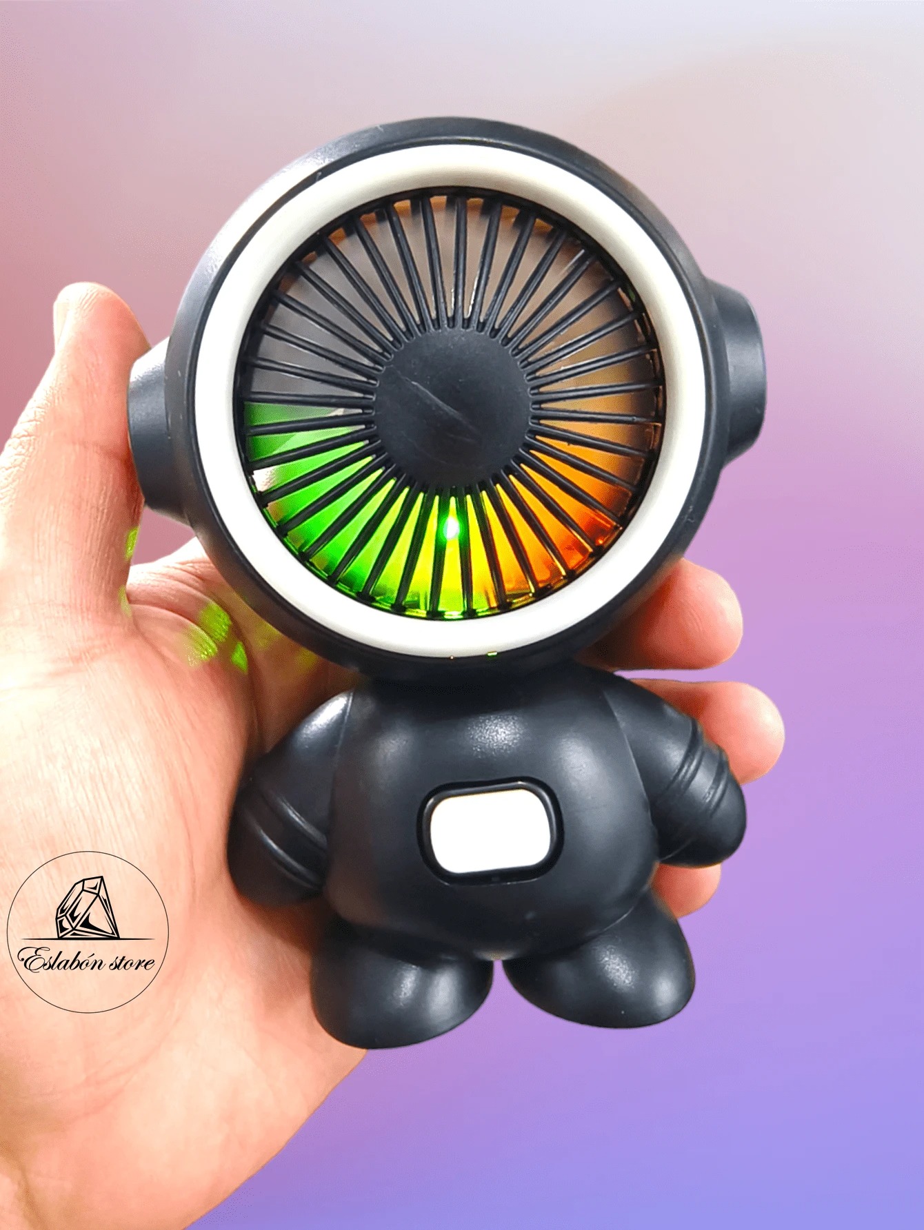 Ventilador potatil de astronauta recargable, mini ventilador divertido que prende de colores, colores al azar