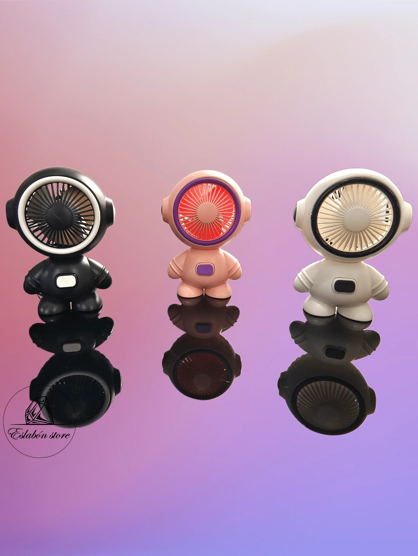 Ventilador potatil de astronauta recargable, mini ventilador divertido que prende de colores, colores al azar