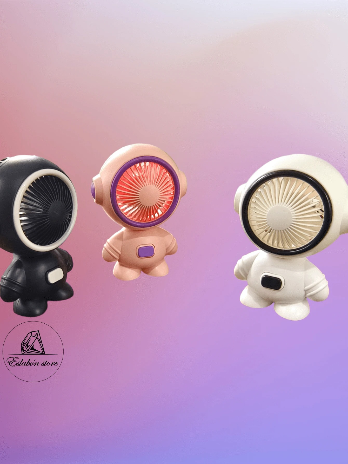 Ventilador potatil de astronauta recargable, mini ventilador divertido que prende de colores, colores al azar