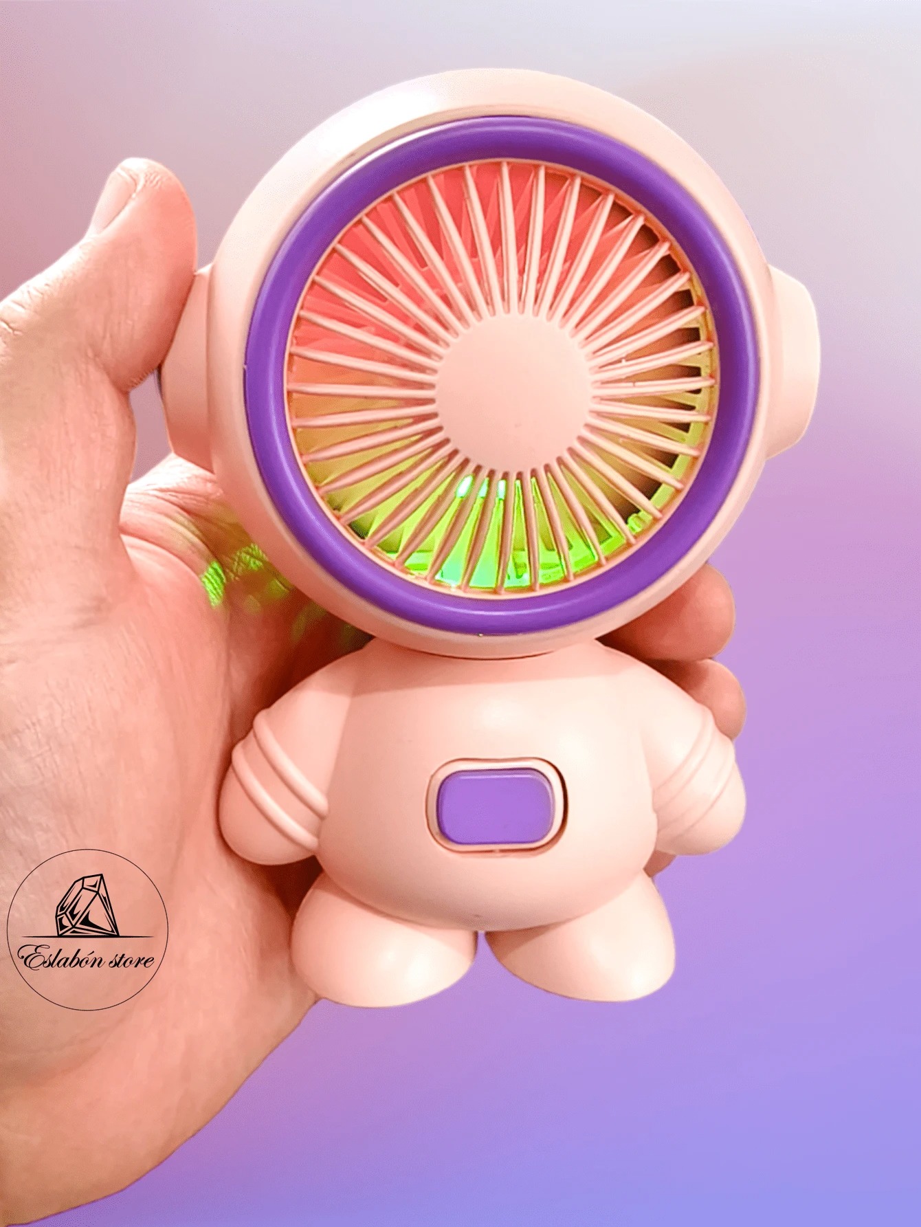 Ventilador potatil de astronauta recargable, mini ventilador divertido que prende de colores, colores al azar