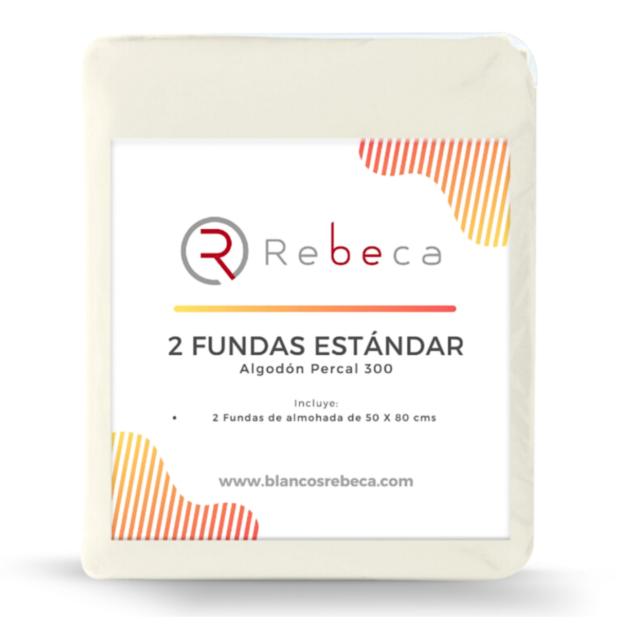 Par de Fundas de almohada Algodón Confort Percal 300 - Estándar - Hueso