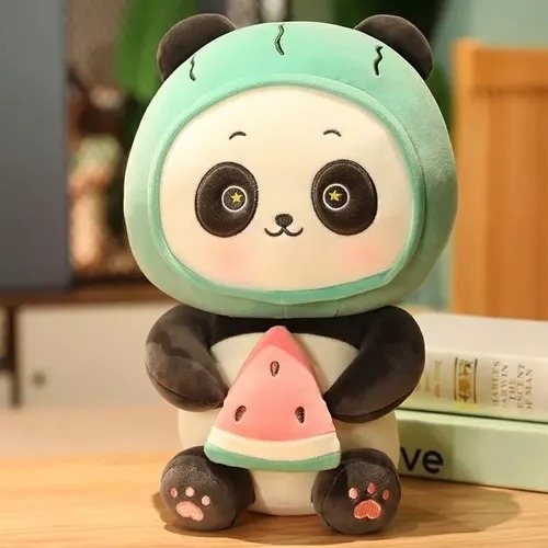 Kit De 2 Adorables Y Suaves Peluches De Panda Fruta 23 Cm.
