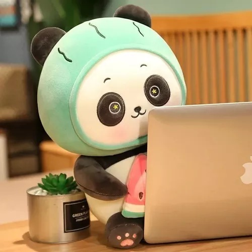 Kit De 2 Adorables Y Suaves Peluches De Panda Fruta 23 Cm.