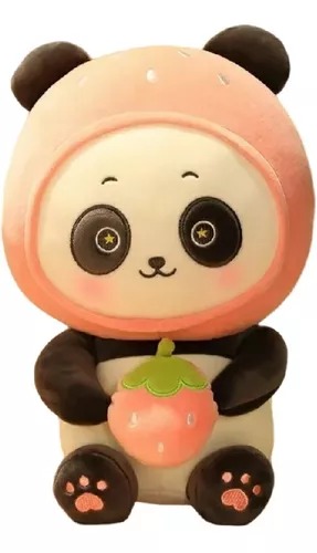 Kit De 2 Adorables Y Suaves Peluches De Panda Fruta 23 Cm.