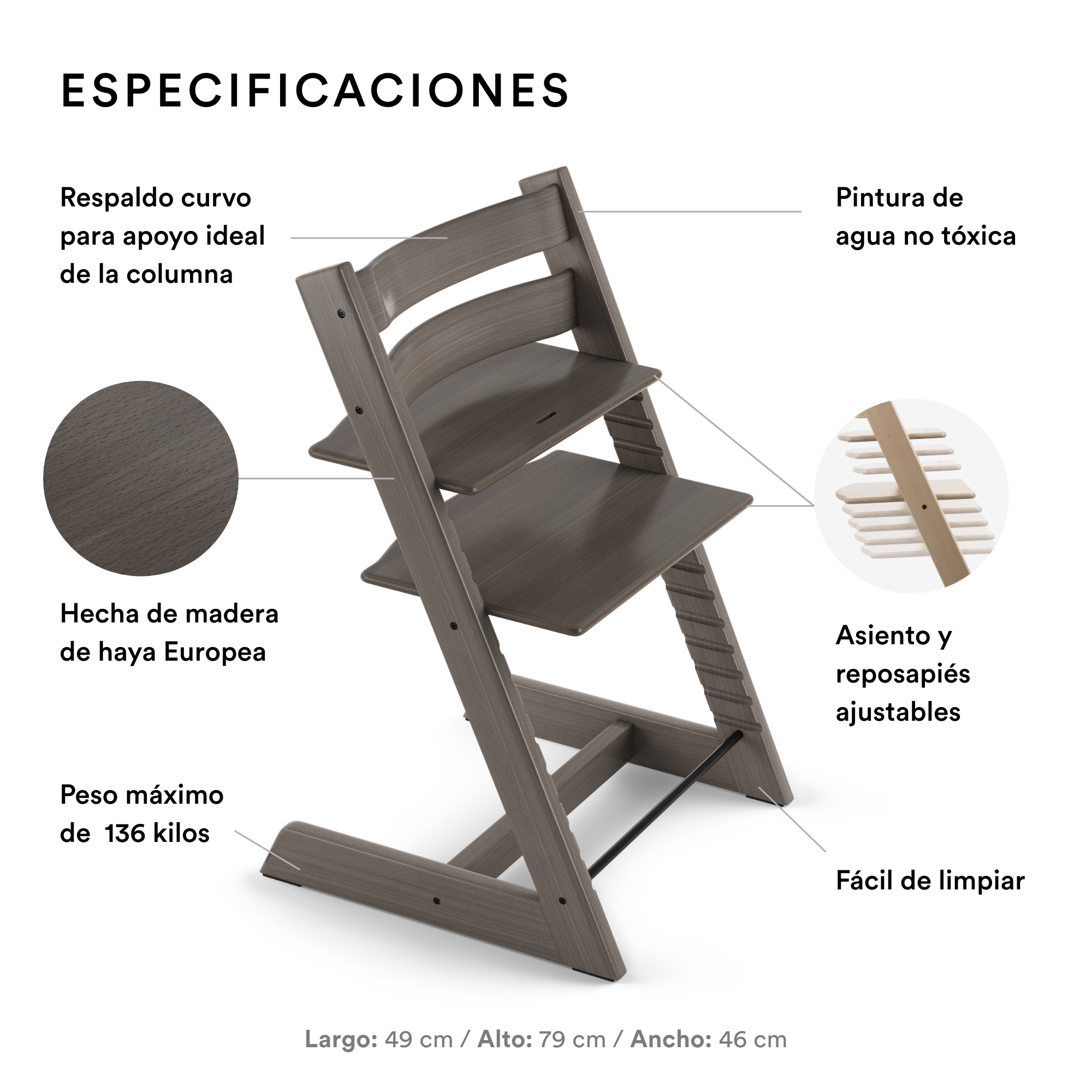 Silla Stokke Tripp Trapp Hazy grey.