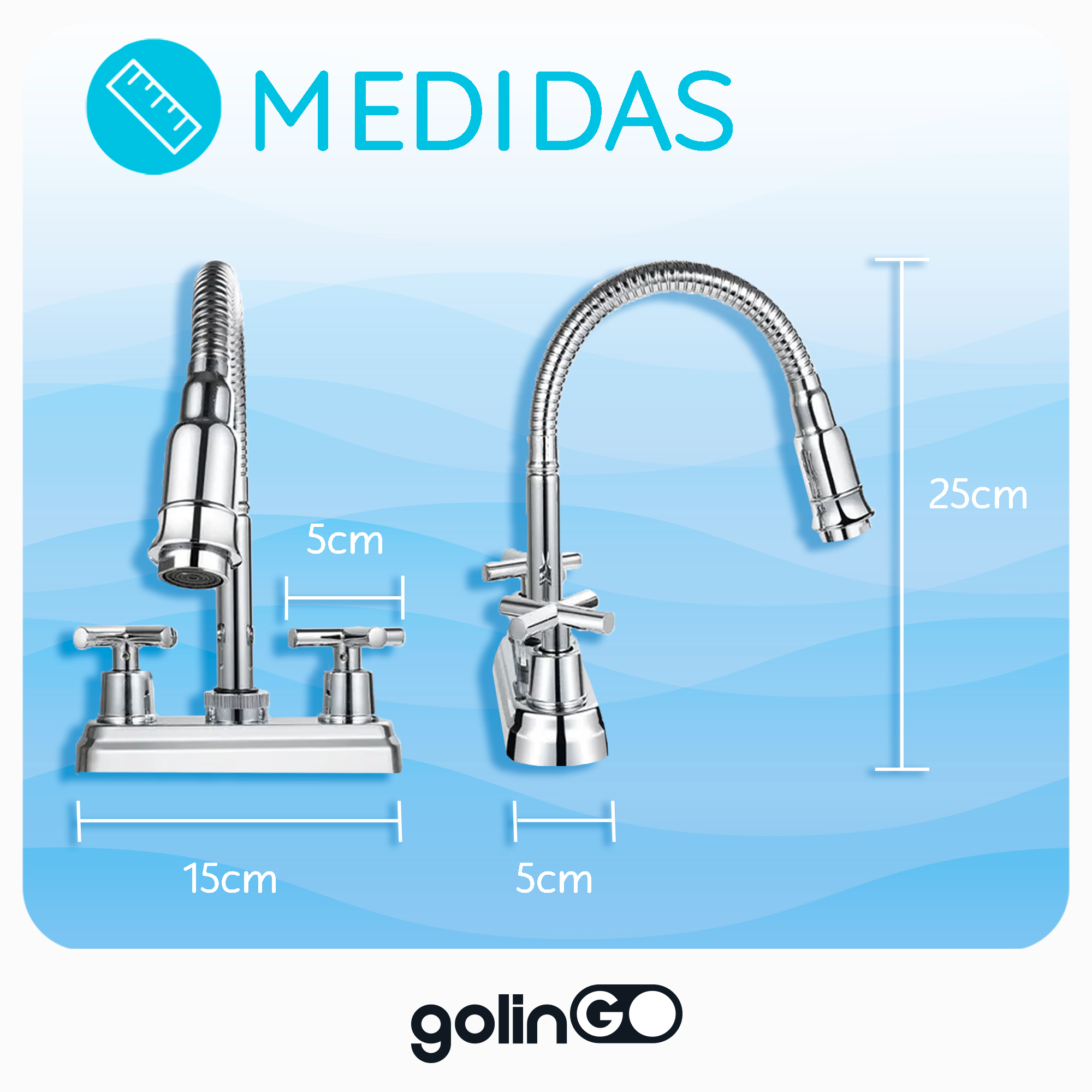 Llave Mezcladora Baño Lavabo Cuello Flexible Inoxidable 4'.