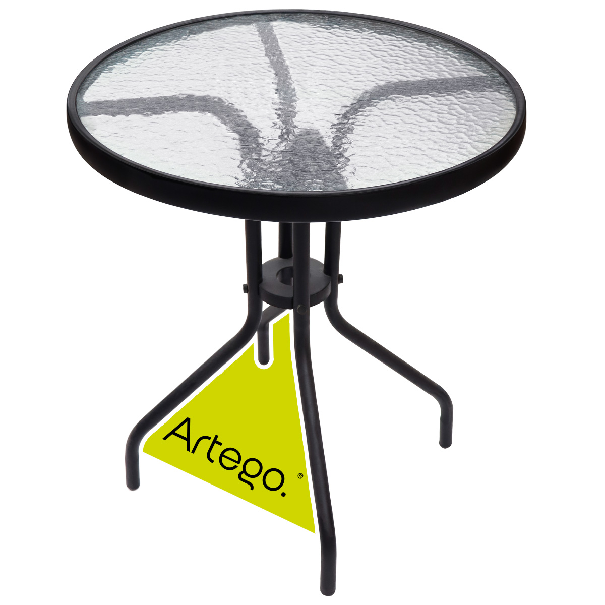 Mesa circular de vidrio estructura de acero mesa compacta para terraza jardín balcón de 60cm.