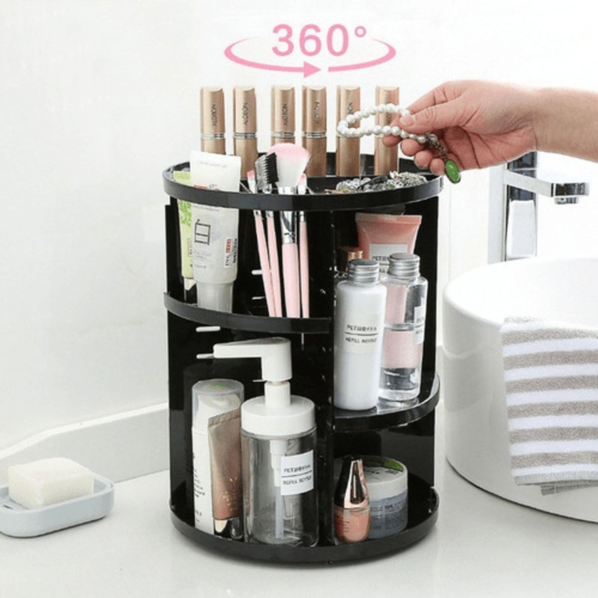 Organizador de Maquillaje Rosa,Negro,Blanco .