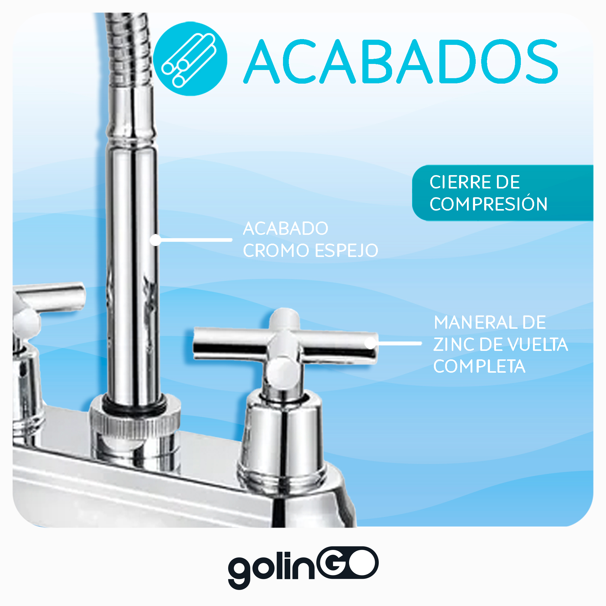Llave Mezcladora Baño Lavabo Cuello Flexible Inoxidable 4'.