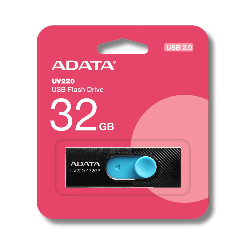 Memoria USB Adata 32GB 2.0 UV220 Color Negra y Azul
