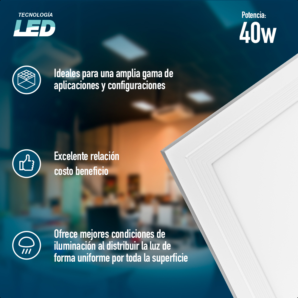 Panel Led Backlit 40W Rectangular 120 x 30 cm Luz Blanca Fría Empotrable