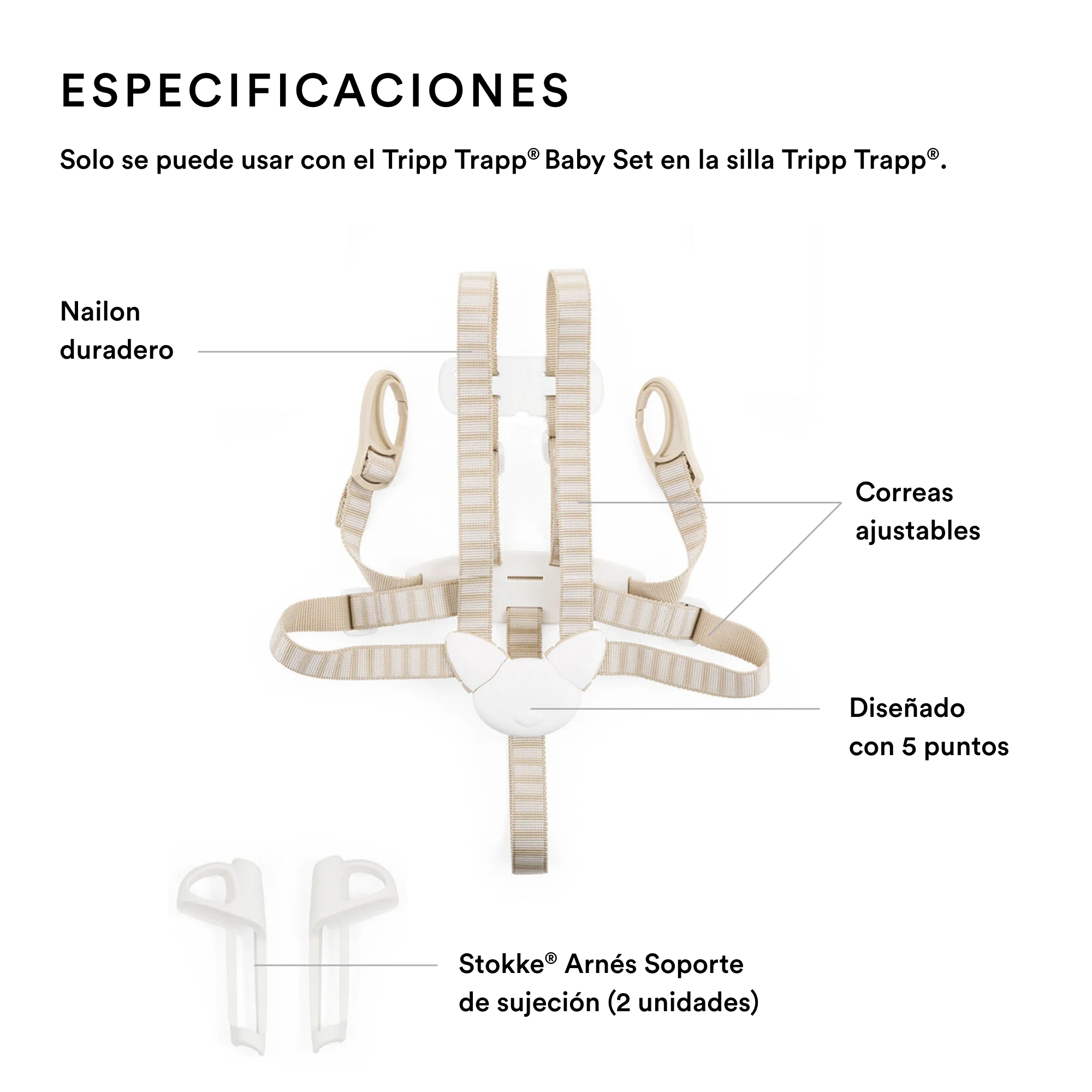Bundle Stokke Tripp Trapp Baby Set Tray y Arnes Blanco