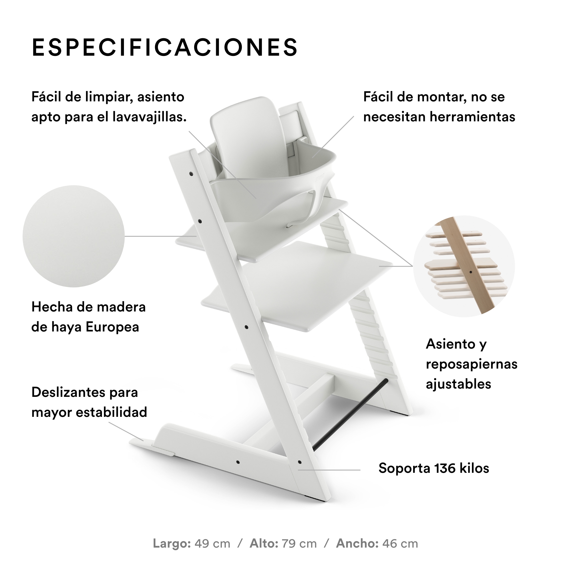 Bundle Stokke Tripp Trapp Baby Set Tray y Arnes Blanco