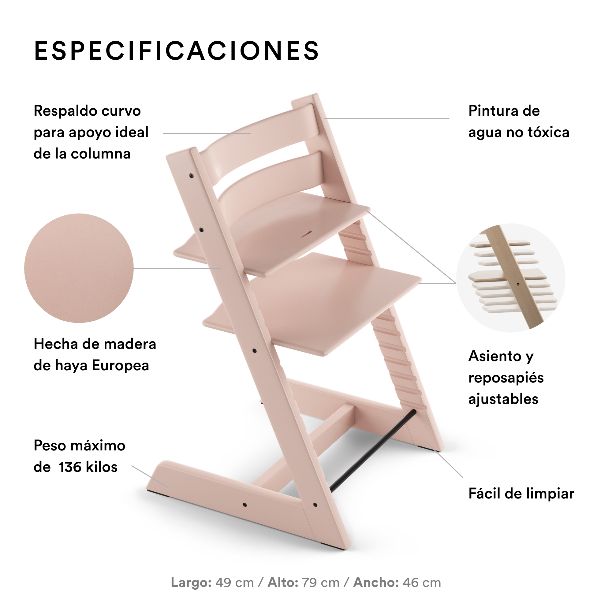 Silla Stokke Tripp Trapp Serene Pink 