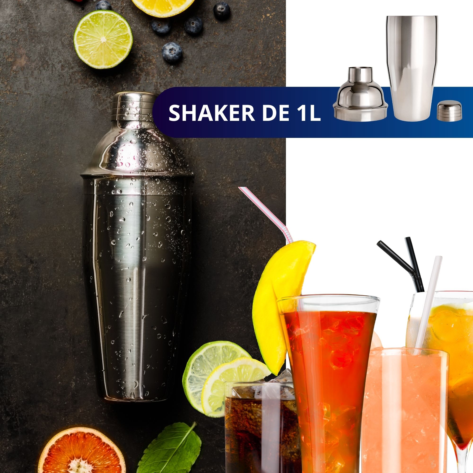 Coctelera Shaker Coctelera Ecomlab Kit Bartender Mixología.