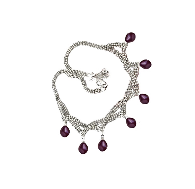 Collar Elegante Plateado y Perlas Cultivadas Escarlata  A079