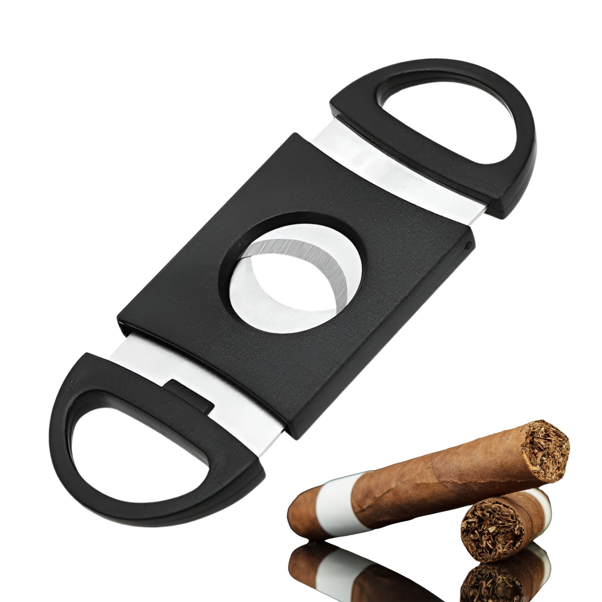 Cortador De Puros Habanos Ecomlab Cortapuro Acero Inoxidable Color Negro.