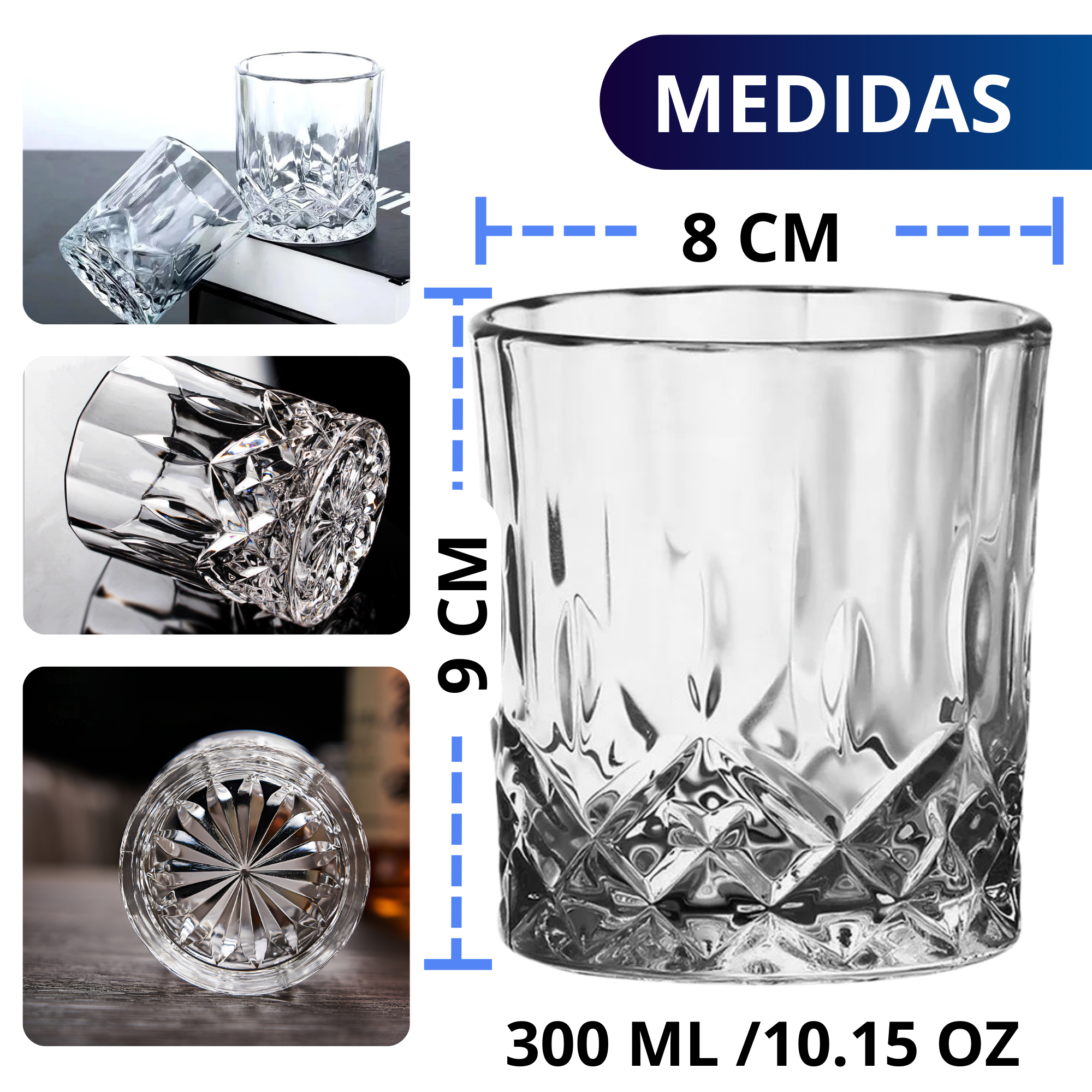 Vasos De Vidrio Whiskey Ecomlab Old Fashion Set Regalo 4 Pcs.