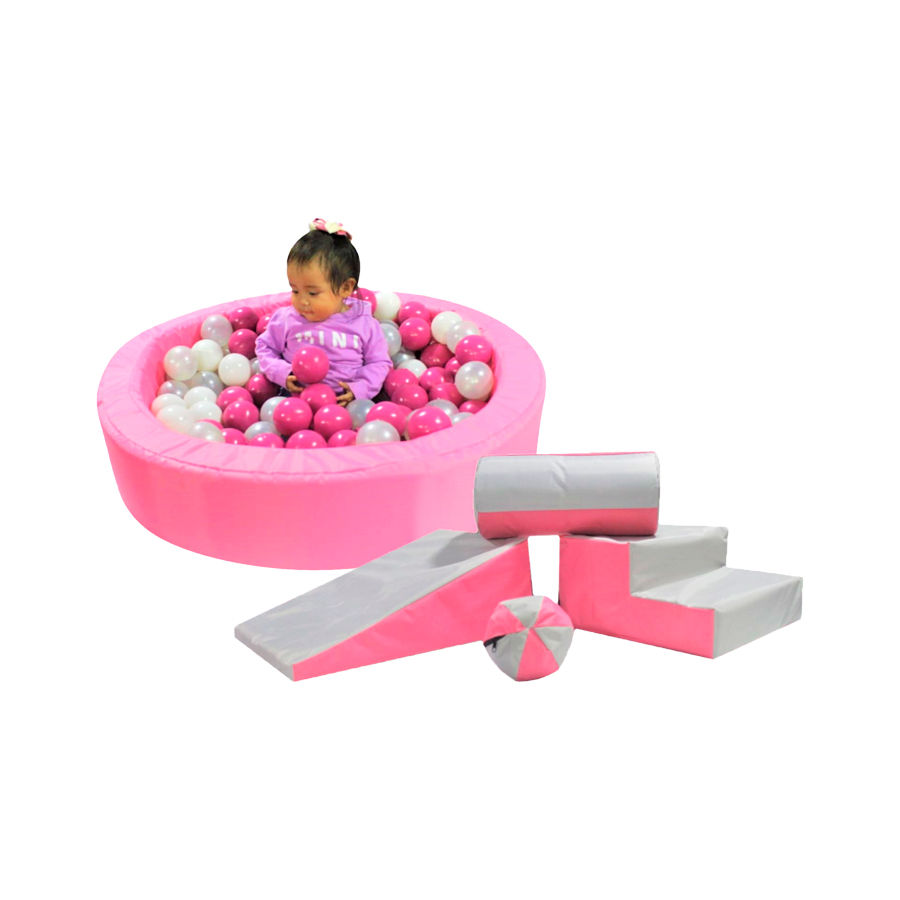 Alberca De Pelotas + Kit De Estimulación Temprana + 150 Pelotas Calidad Premium Rosa Perla 