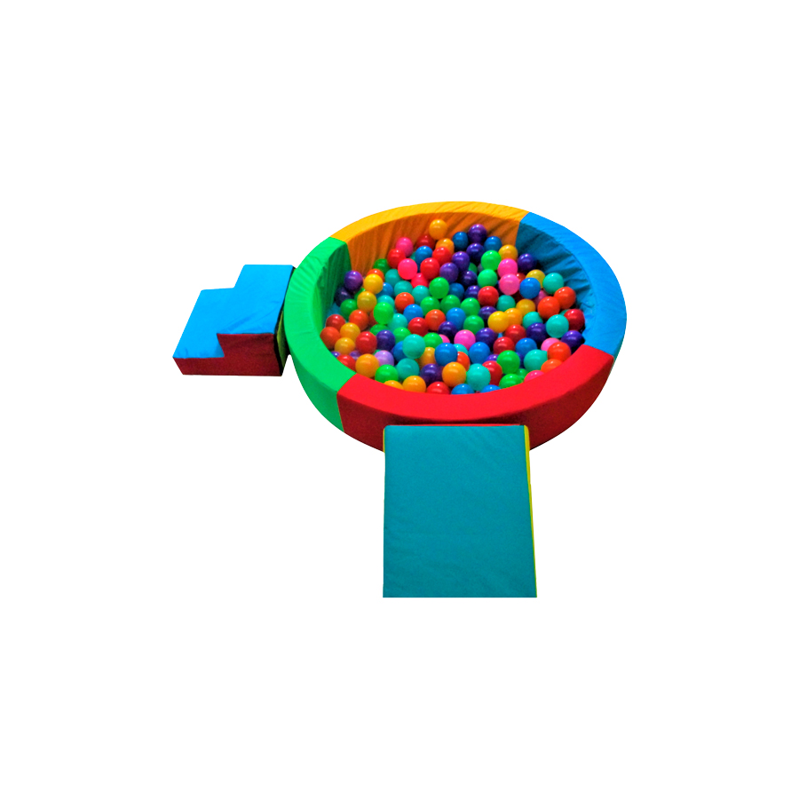 Alberca De Pelotas + 200 Pelotas + Escalera Y Rampa + 1 Cubo Multicolor Estimulación Temprana 