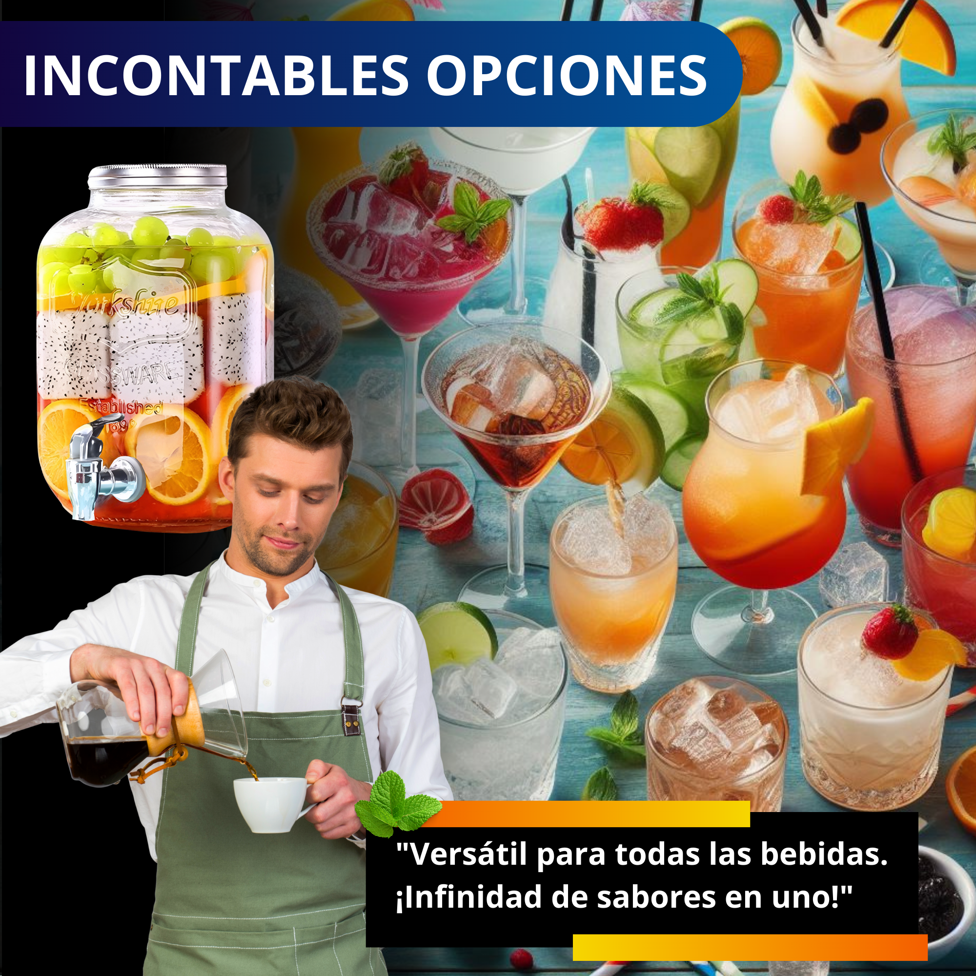 Dispensador De Bebidas Vitrolero Ecomlab Con Base Metálica.