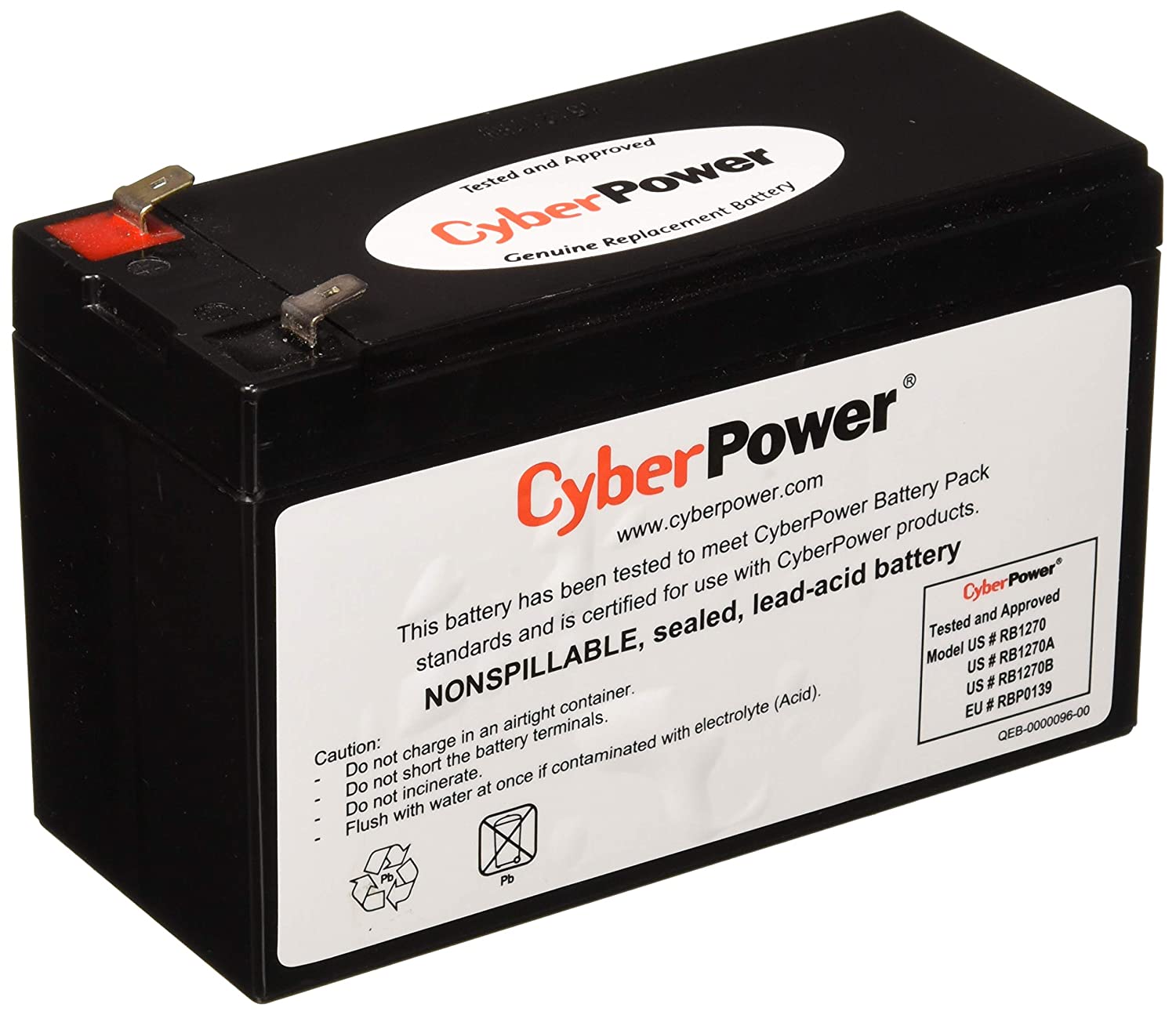 Batería certificada De Reemplazo Cyberpower modelo Rb1270b De 12v 7.2 Ah