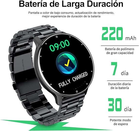 EASYTAO Smartwatch Hombre, Reloj Inteligente Impermeable IPX67, Monitor De Frecuencia Cardíaca/Oxígeno en Sangre/Presión Arterial, Múltiples Modos Deportivos, Monitor De Calorías(Incluye Dos Correas).
