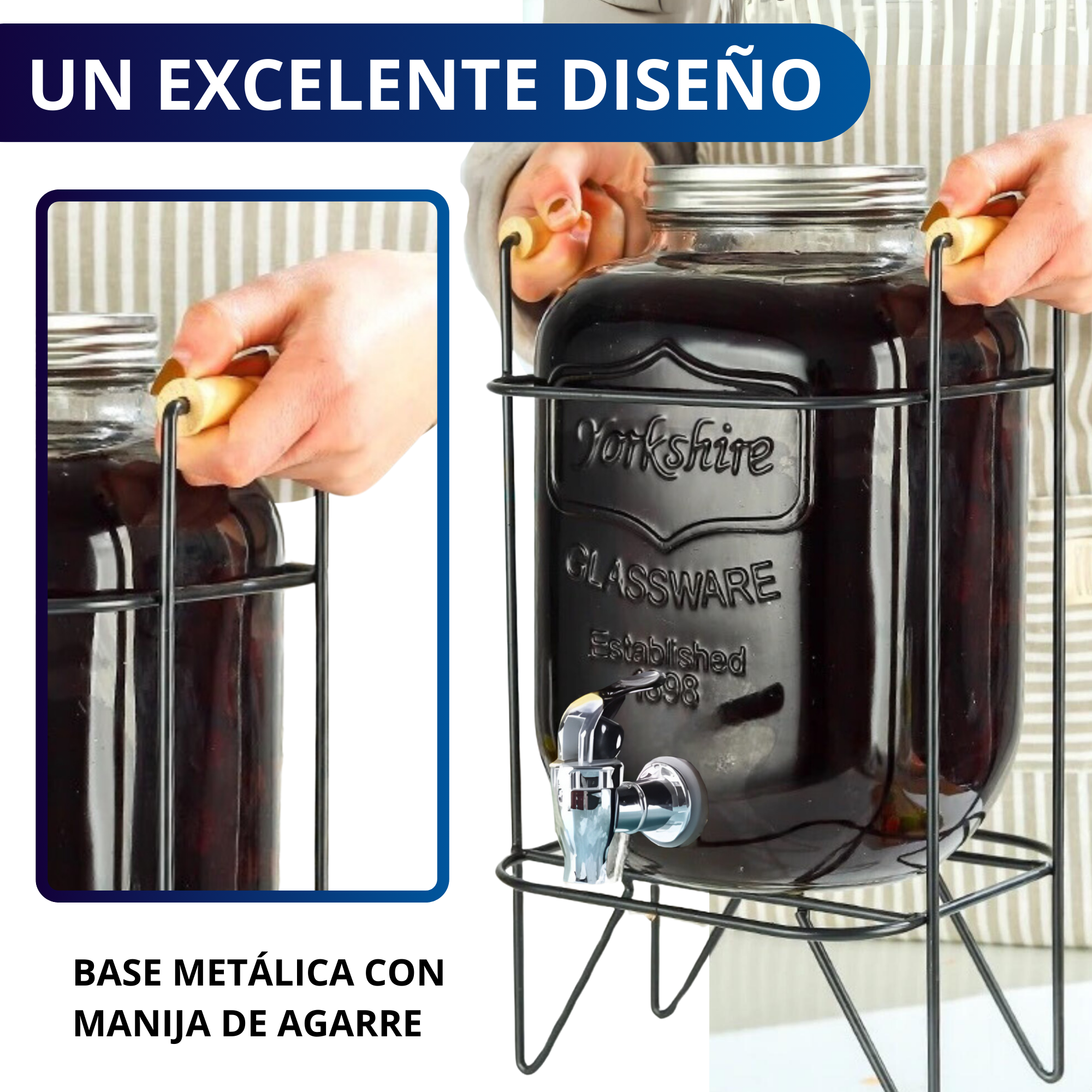 Dispensador De Bebidas Vitrolero Ecomlab Con Base Metálica.