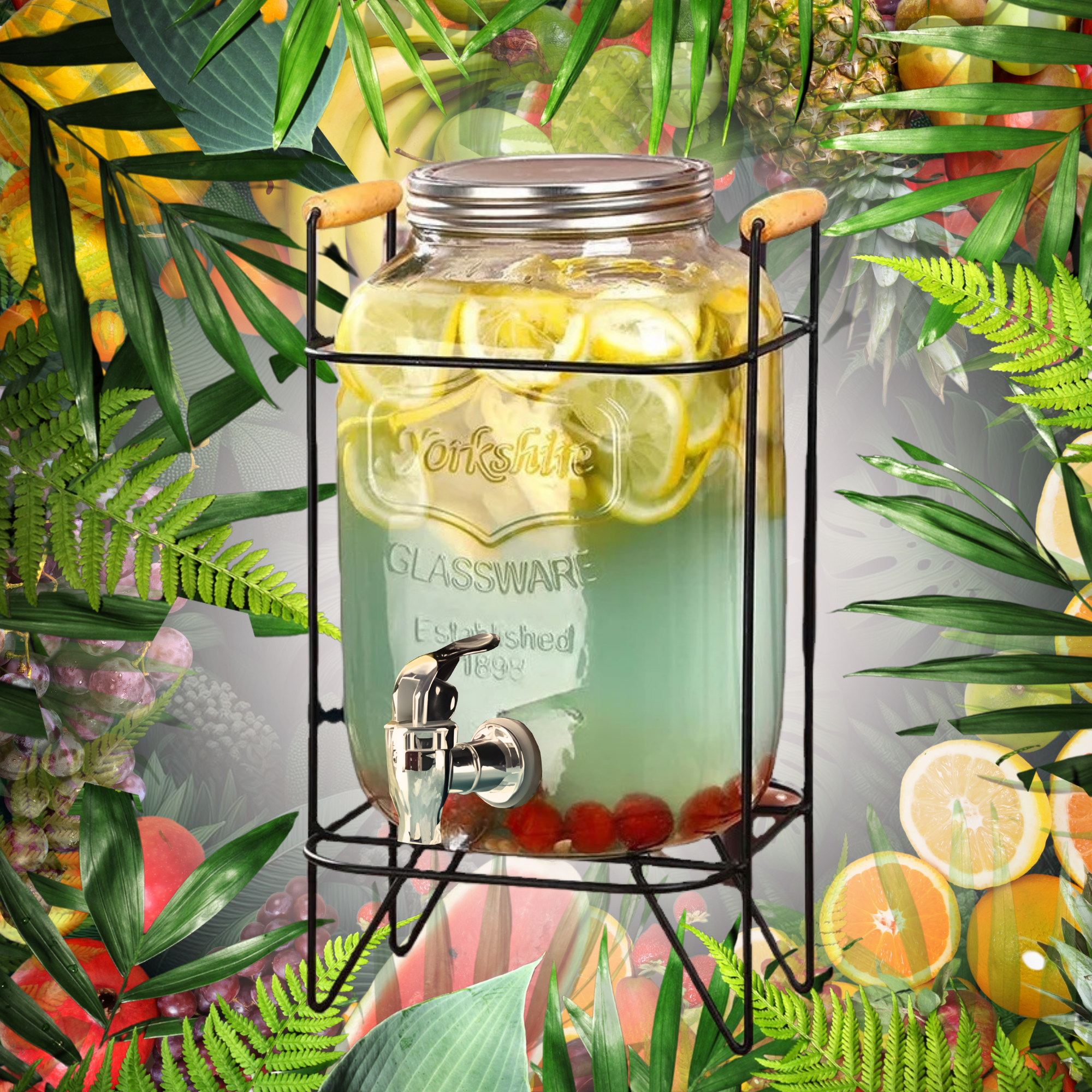Dispensador De Bebidas Vitrolero Ecomlab Con Base Metálica.