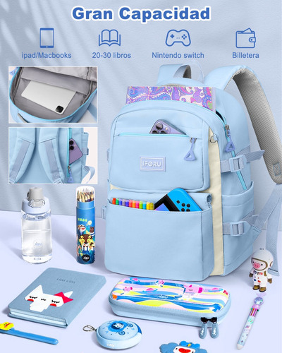 Mochila Escolar Primaria Y Secundaria Viaje Bolsa Mochilas IFORU Backpack-13N 2 En 1 30L